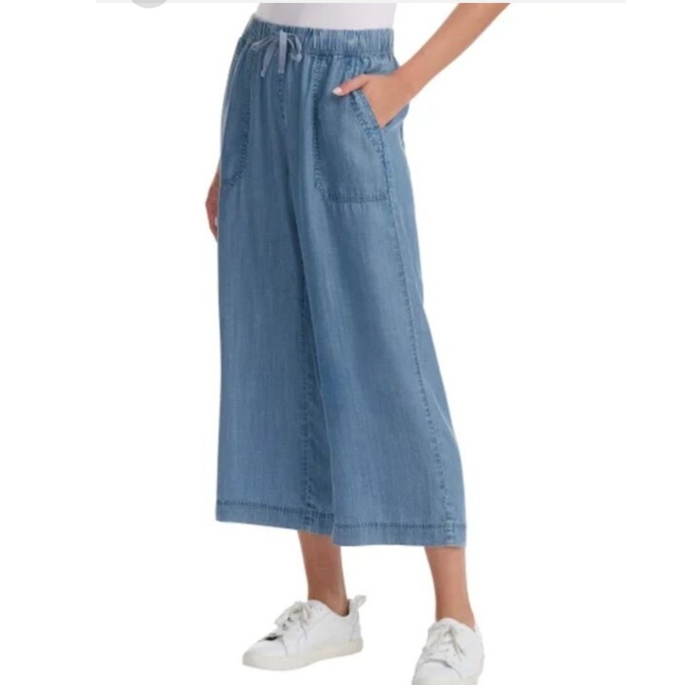 Splendid Crop Pants Womens XXL Blue Lyocell Elastic Waist Drawstring 1963656